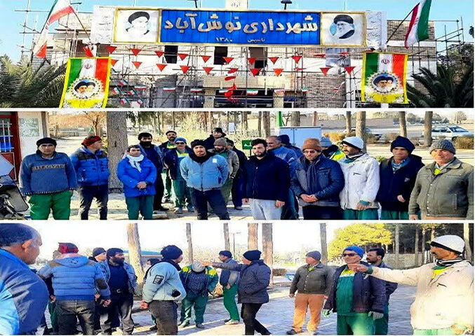 تجمع کارگران شهرداری نوش‌آباد در اعتراض به معوقات مزدی