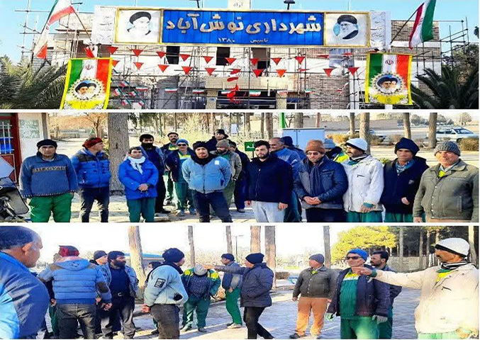 تجمع کارگران شهرداری نوش‌آباد در اعتراض به معوقات مزدی